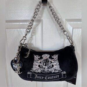 Juicy Couture black Scottie dog bag silver hardware and chain shoulder strap NWT